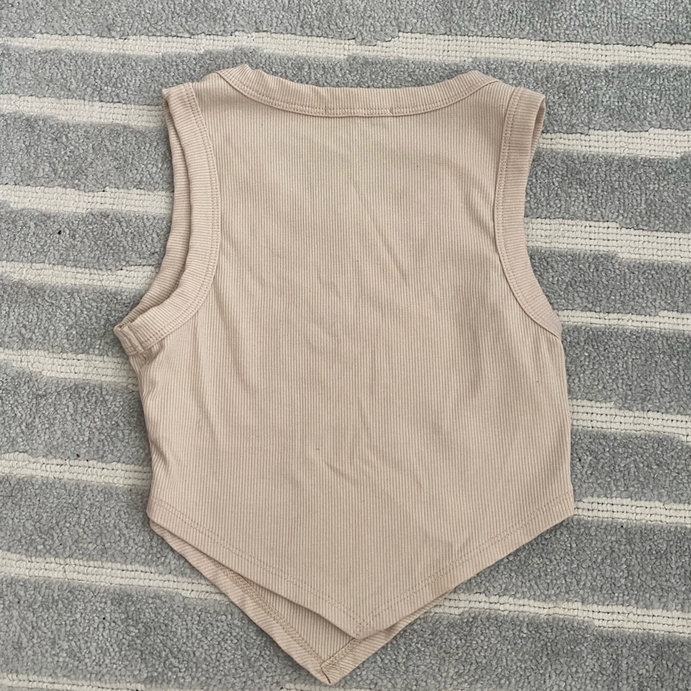 Amable Tan Ribbed Cropped Tank Top - Picture 4 of 9